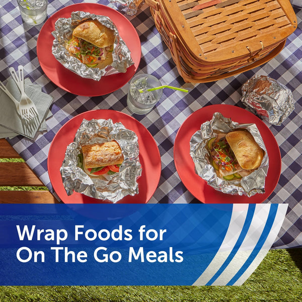 Pre-Cut Pop-Up Aluminum Foil Sheets, 14 x 10.25 inches, 50 Sheets - 1 pack - plus 3 My Outlet Mall Resealable Storage Pouches