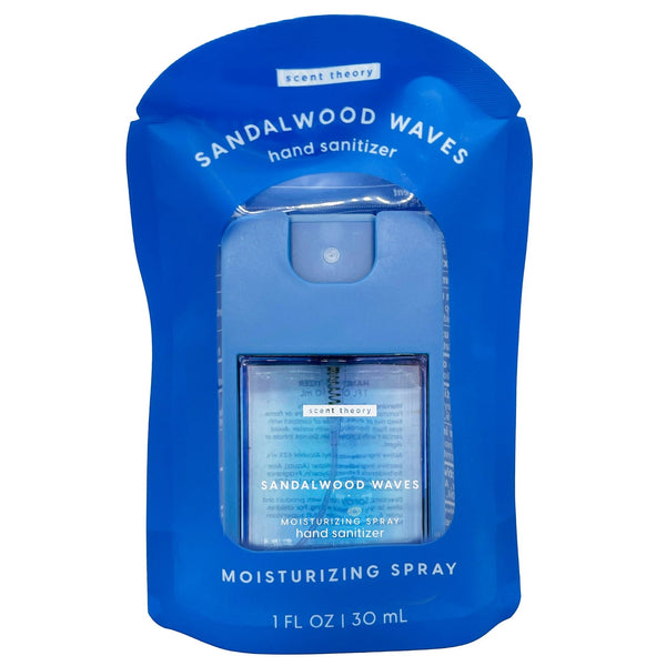 Hand Sanitizer Spray, Sandalwood Waves - 2 packs - 1fl oz per pack - plus 3 My Outlet Mall Resealable Storage Pouches