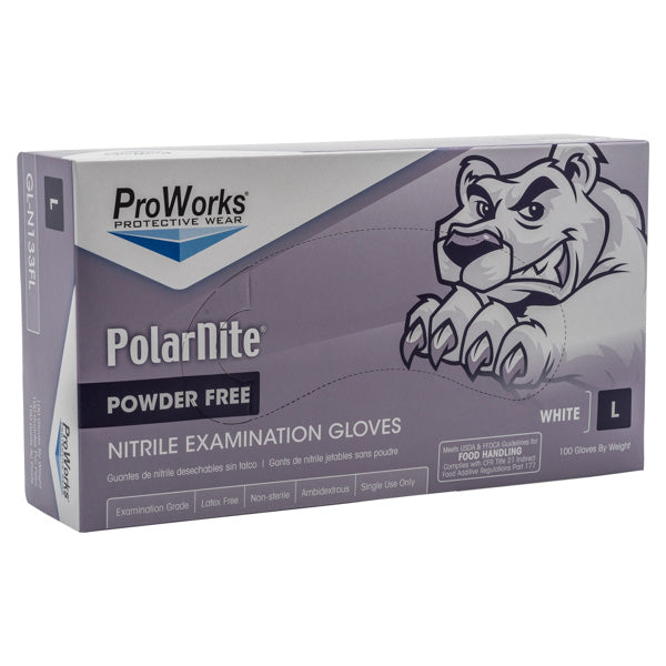 ProWorks Powder Free Glove Exam Nitrile White Large