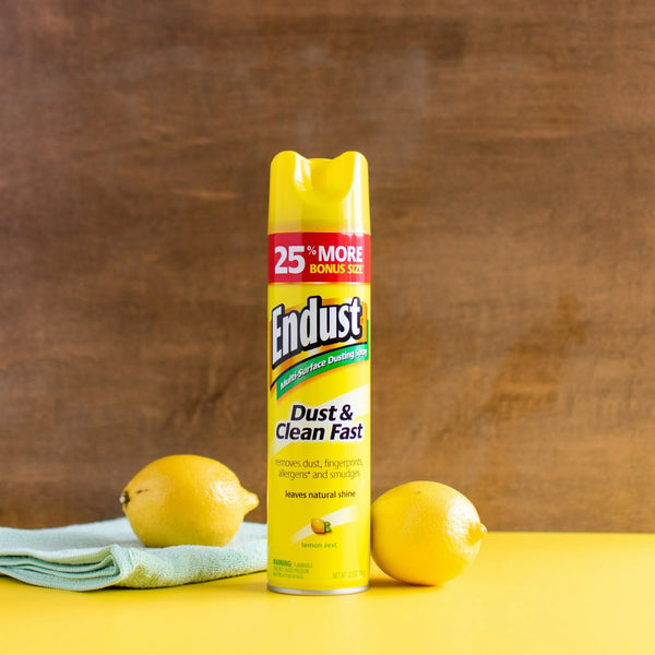 Multi-Surface Dusting and Cleaning Spray, Lemon Zest - 1 pack - 12 oz per pack  plus 3 My Outlet Mall Resealable Storage Pouches