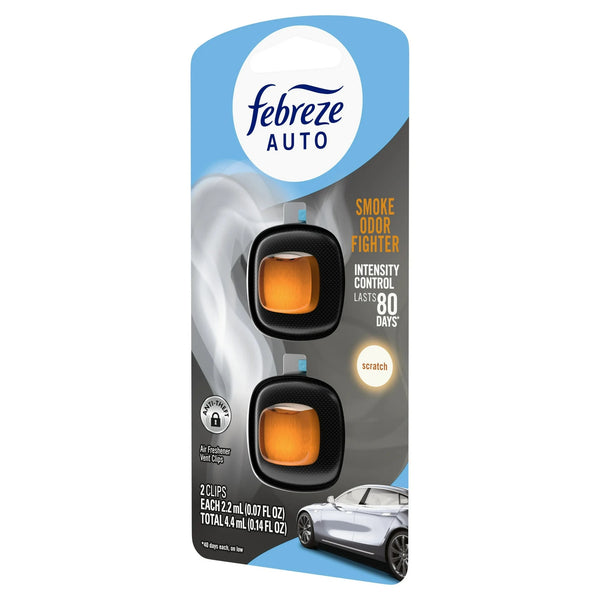 Auto Car Air Freshener, Odor-Fighting Car Vent Clip, Smoke Odor Fighter, 2 Count - 1 pack - plus 3 My Outlet Mall Resealable Storage Pouches