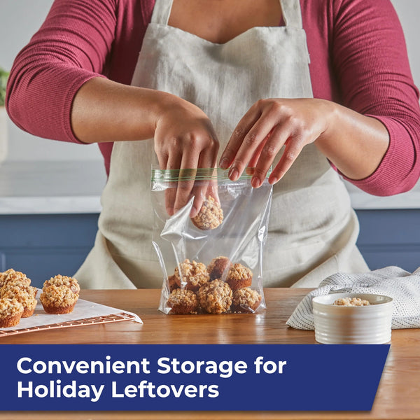Press to Close Plastic Bags for Food Storage, XL Sandwich Size  - 2 packs -  50 Count per pack - plus 3 My Outlet Mall Resealable Storage Pouches