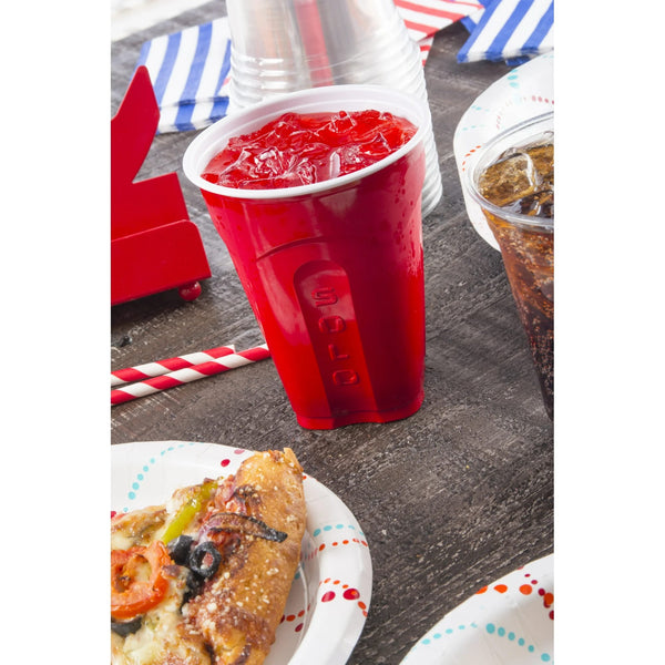 Red Party Plastic Disposable Cups, 18 oz - 1 pack - 50 Count per pack - plus 3 My Outlet Mall Resealable Storage Pouches