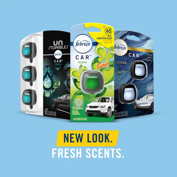 Car Air Freshener, Odor-Fighting Car Vent Clip, Gain Original, 3 Count - 1 pack - plus 3 My Outlet Mall Resealable Storage Pouches