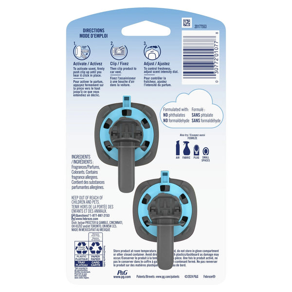 Car Air Freshener, Odor-Fighting Car Vent Clip, Gain Island Fresh, 2 Count - 1 pack - plus 3 My Outlet Mall Resealable Storage Pouches