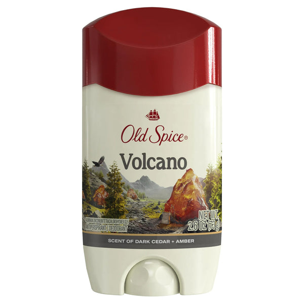 Antiperspirant Deodorant for Men, Invisible Solid Stick, Volcano with Charcoal - 3 packs - 2.6 oz per pack - plus 3 My Outlet Mall Resealable Storage Pouches
