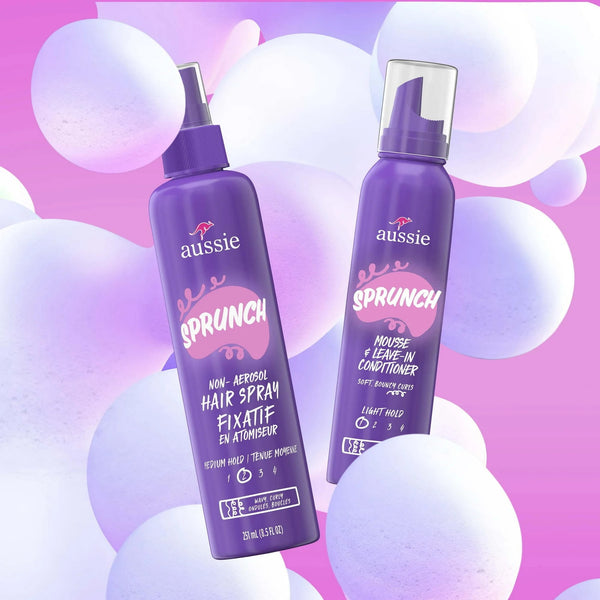 Sprunch Mousse & Leave-in Conditioner for Curly & Wavy Hair, Unisex - 2 packs - 6 oz per pack - plus 3 My Outlet Mall Resealable Storage Pouches