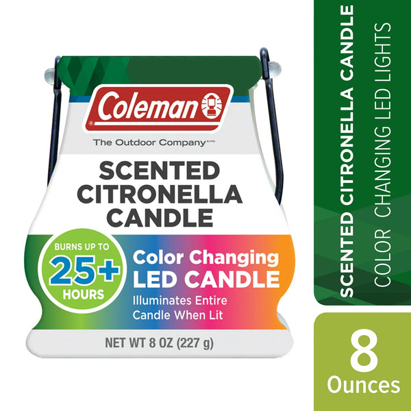 Color Changing LED Citronella Outdoor Scented Candle - 2 packs - 8 oz per pack - plus 3 My Outlet Mall Resealable Storage Pouches