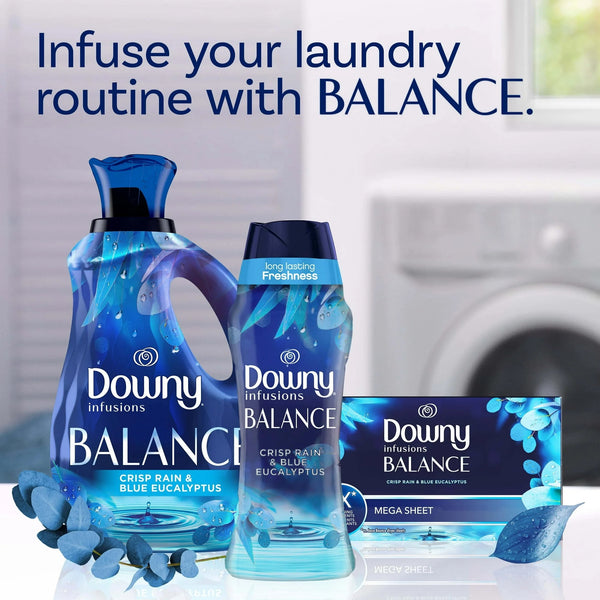 Infusions Balance In-Wash Laundry Scent Booster Beads, Crisp Rain & Blue Eucalyptus - 2 packs - 12.2 oz per pack plus 3 My Outlet Mall Resealable Storage Pouches