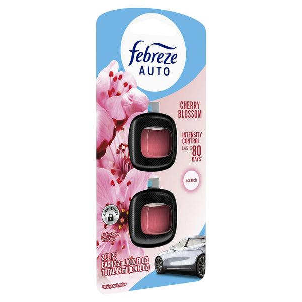 Auto Air Freshener Vent Clip Cherry Blossom Scent, 2 Count - 1 pack - plus 3 My Outlet Mall Resealable Storage Pouches