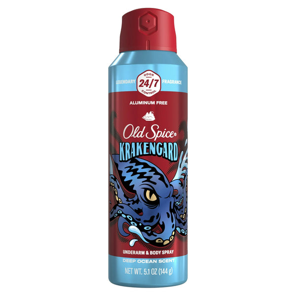 Aluminum Free Body Spray for Men, Krakengard, Deep Ocean Scent - 1 pack - 5.1 oz per pack - plus 3 My Outlet Mall Resealable Storage Pouches