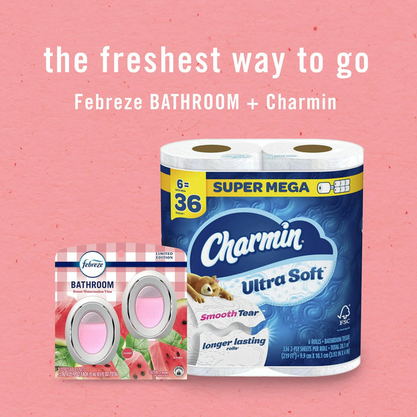 Bathroom Air Freshener, Small Spaces Odor-Fighting, Watermelon Scent, 2 Count - 1 pack - plus 3 My Outlet Mall Resealable Storage Pouches