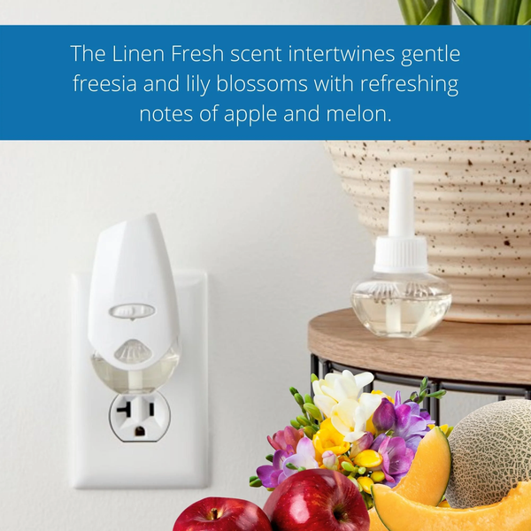 Plug-in Scented Oil Refills, Linen Fresh, 0.67 oz - 1 pack - 5 count per pack - plus 3 My Outlet Mall Resealable Storage Pouches