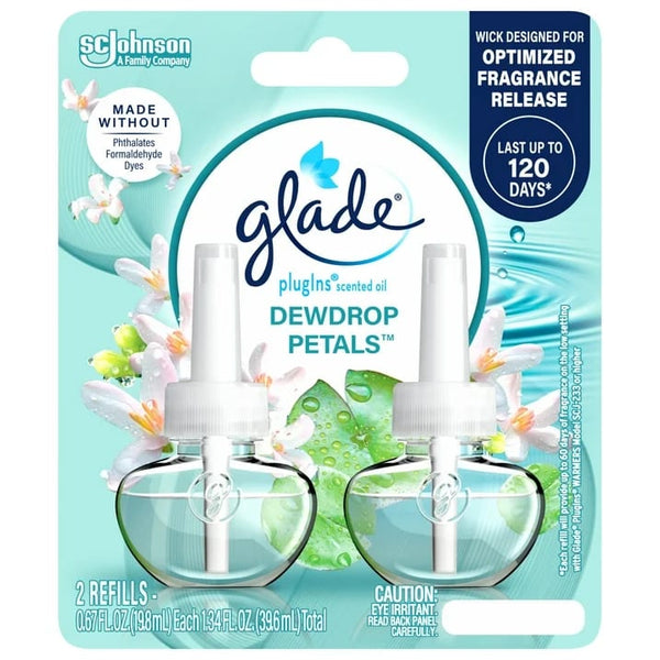 PlugIns Refills Air Freshener, Dewdrop Petals, 2 Refills - 1 pack - plus 3 My Outlet Mall Resealable Storage Pouches