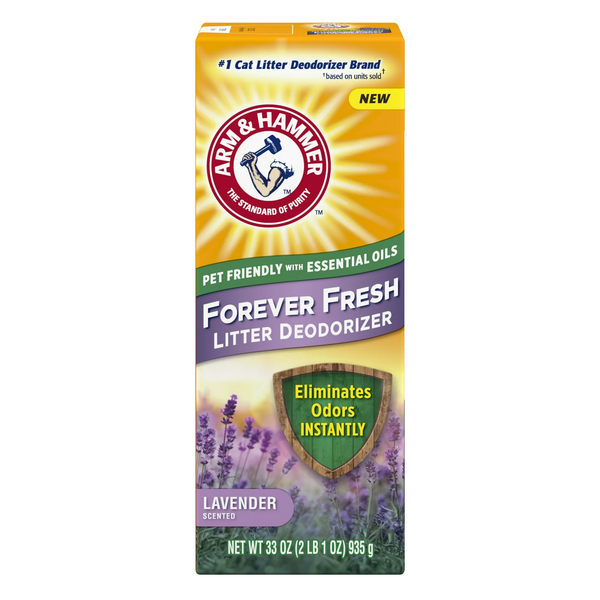 Forever Fresh Cat Litter Deodorizer, Pet-Friendly Lavender Scent -  2 packs - 33 oz per pack - plus 3 My Outlet Mall Resealable Storage Pouches