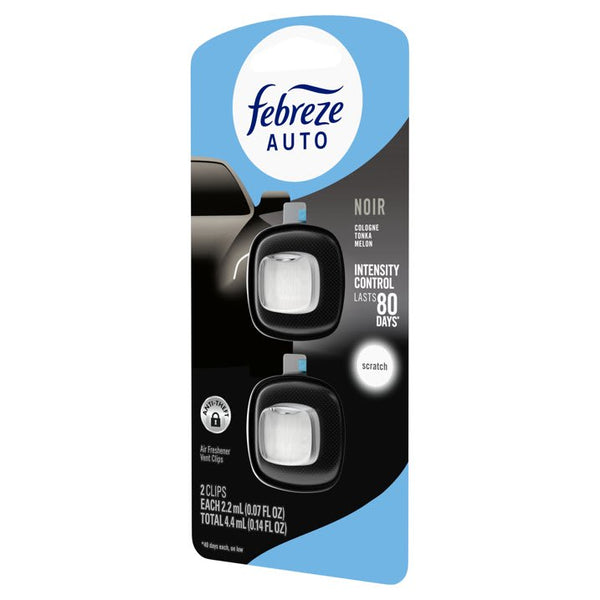 Auto Car Air Freshener, Odor-Fighting Car Vent Clip, Noir, 2 Count - 1 pack - plus 3 My Outlet Mall Resealable Storage Pouches