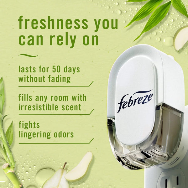 Plug In Air Freshener, Odor-Fighting Scented Oil Refill, Light Bamboo Scent, 2 Refills - 3 packs - plus 3 My Outlet Mall Resealable Storage Pouches