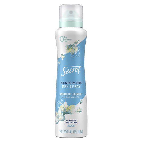 Aluminum Free Dry Spray Women's Deodorant, Midnight Jasmine - 1 pack - 4.1 oz per pack - plus 3 My Outlet Mall Resealable Storage Pouches