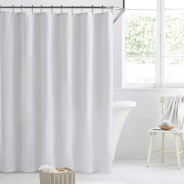Waterproof Fabric Shower Curtain, Durable Fabric, Weighted Magnets - 72" x 72", White - 2 packs - plus 3 My Outlet Mall Resealable Storage Pouches