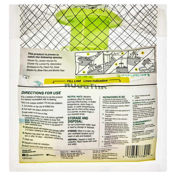 Outdoor Disposable Hanging Fly Trap, 1 Resin Trap - 2 packs - plus 3 My Outlet Mall Resealable Storage Pouches