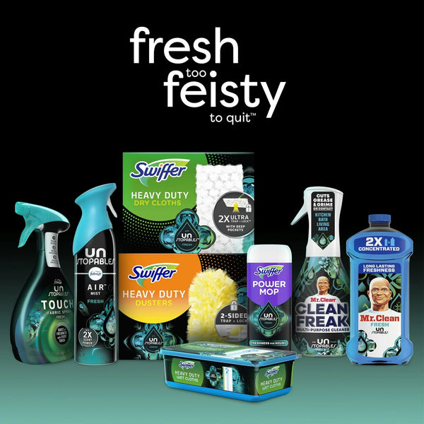 Heavy Duty Wet Multi-Surface Cloth Refills, Floor Cleaner and Floor Mop, Unstopables Fresh Scent - 2 packs - 20 count per pack - plus 3 My Outlet Mall Resealable Storage Pouches