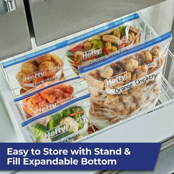 Press to Close Plastic Freezer Bags, Gallon Size - 1 Pack - 40 Count per pack- plus 3 My Outlet Mall Resealable Storage Pouches