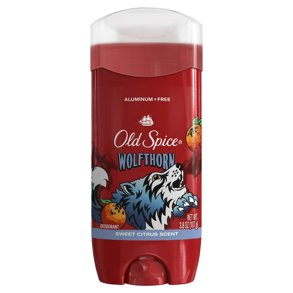 Old Spice Aluminum Free Men's Deodorant, Invisible Solid Stick, Wolfthorn, Sweet Citrus Scent - 1 pack - 3.8 oz per pack - plus 3 My Outlet Mall Resealable Storage Pouches