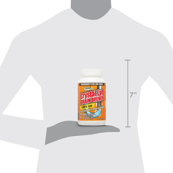 Crystal Lye Drain Opener - 1 pack - 16 oz per pack - plus 3 My Outlet Mall Resealable Storage Pouches