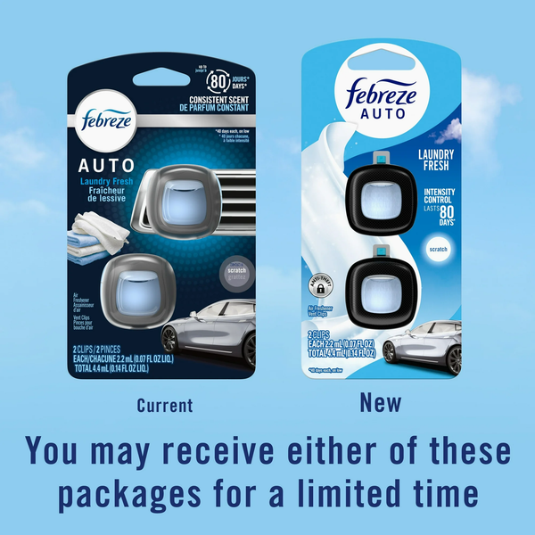 Car Air Freshener, Odor-Fighting Car Vent Clip, Laundry Fresh - 1 pack - 2 count per pack plus 3 My Outlet Mall Resealable Storage Pouches