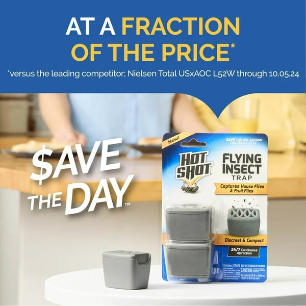 Flying Insect Trap, Attracts and Captures House and Fruit Flies - 2 packs - 2 Count - plus 3 My Outlet Mall Resealable Storage Pouches