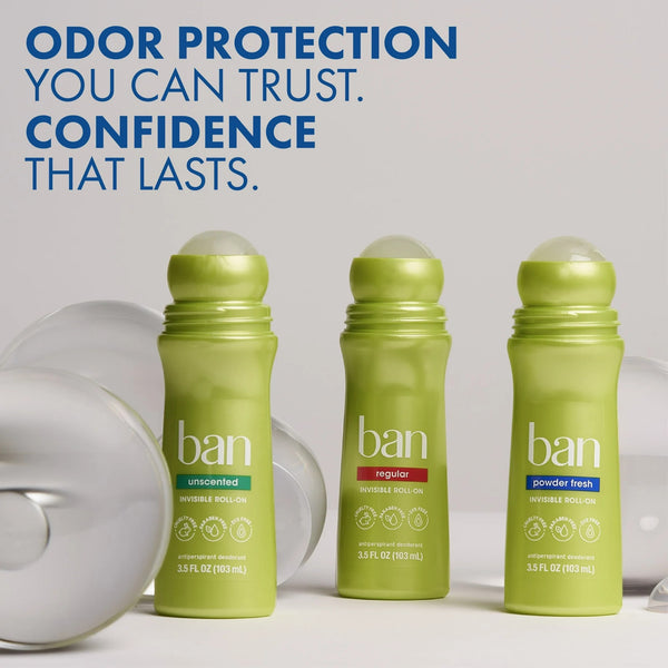 Antiperspirant Deodorant Invisible Roll-On for Women and Men, Powder Fresh - 1 pack - 3.5 oz per pack - plus 3 My Outlet Mall Resealable Storage Pouches