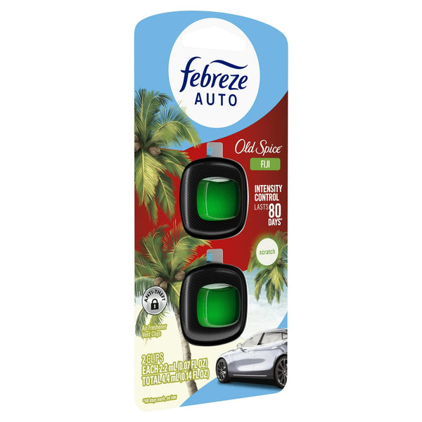 Auto Car Air Freshener, Odor-Fighting Car Vent Clip, Old Spice Fiji - 1 pack - 2 count per pack plus 3 My Outlet Mall Resealable Storage Pouches