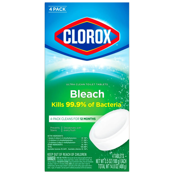 Bleach Automatic Toilet Bowl Cleaner Tablets - 1 pack -  4 count per pack - plus 3 My Outlet Mall Resealable Storage Pouches