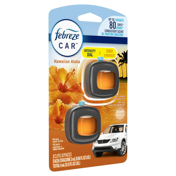 Car Air Freshener, Odor-Fighting Car Vent Clip, Hawaiian Aloha, 2 Count - 1 pack - plus 3 My Outlet Mall Resealable Storage Pouches