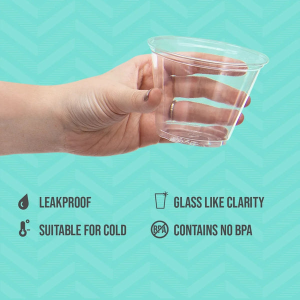 Party Disposable Plastic Cups, Clear, 9 oz - 1 pack - 50 Count per pack - plus 3 My Outlet Mall Resealable Storage Pouches