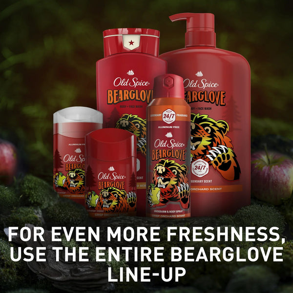 Aluminum Free Men's Deodorant, Invisible Solid Stick, Bearglove, Crisp Orchard Scent - 2 packs - 3 oz per pack - plus 3 My Outlet Mall Resealable Storage Pouches