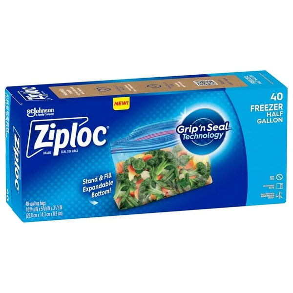 Freezer Half Gallon Storage Bags, Grip 'n Seal Technology - 1 pack - 40 Count per pack - plus 3 My Outlet Mall Resealable Storage Pouches