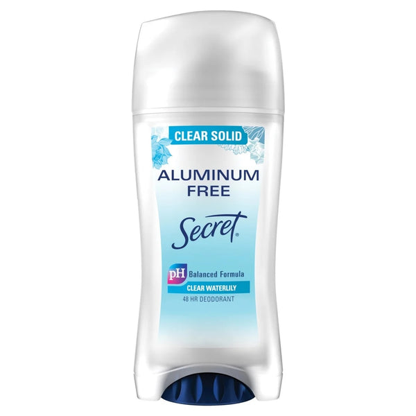 Aluminum Free Deodorant Clear Solid, Waterlily - 1 pack - 2.4 oz per pack - plus 3 My Outlet Mall Resealable Storage Pouches