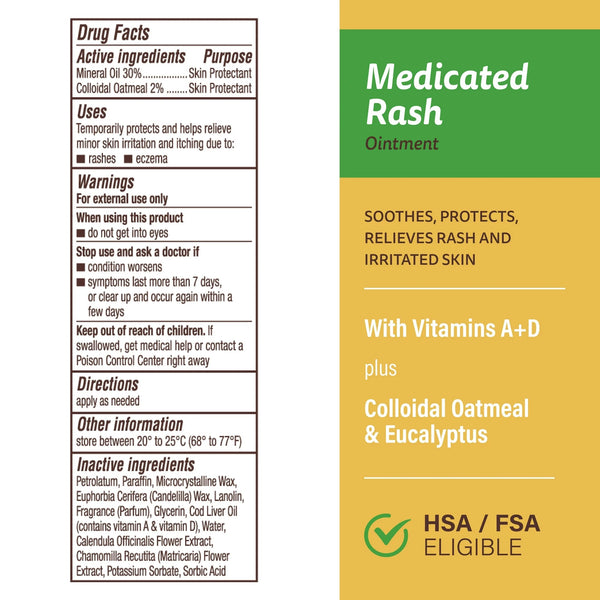 Medicated Rash Ointment Relieves Rash & Skin Irritated Skin - 1 pack - 1.5 oz per pack - plus 3 My Outlet Mall Resealable Storage Pouches
