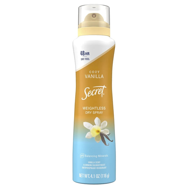 Dry Spray Antiperspirant Deodorant, Vanilla and Argan Oil - 1 pack - 4.1 oz per pack - plus 3 My Outlet Mall Resealable Storage Pouches