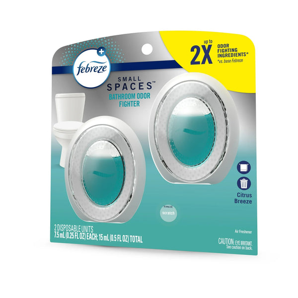 Bathroom Air Freshener, Small Spaces Odor Fighter, Citrus Breeze, 2 Count - 1 pack - plus 3 My Outlet Mall Resealable Storage Pouches