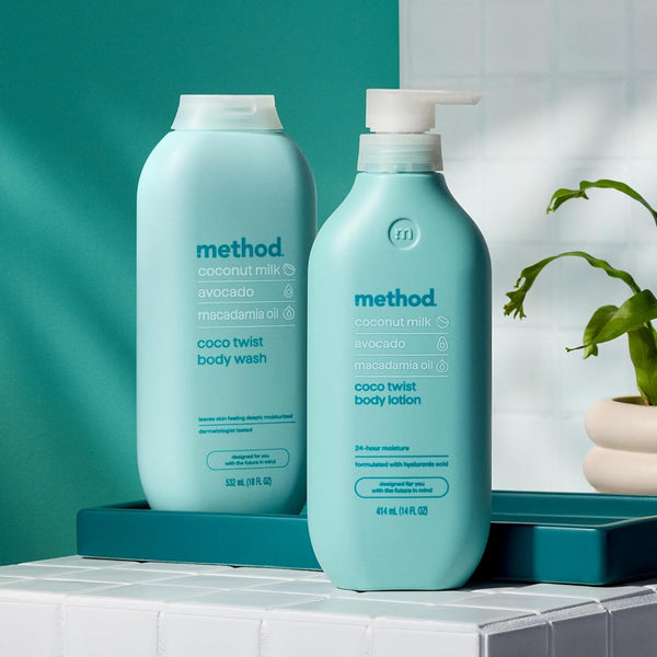 Body Wash, Coco Twist - 2 packs - 18 oz per pack - plus 3 My Outlet Mall Resealable Storage Pouches