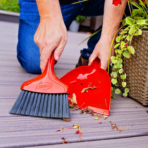 Whisk Broom & Dustpan Red Polypropylene with Black Fibers - 1 pack - plus 3 My Outlet Mall Resealable Storage Pouches