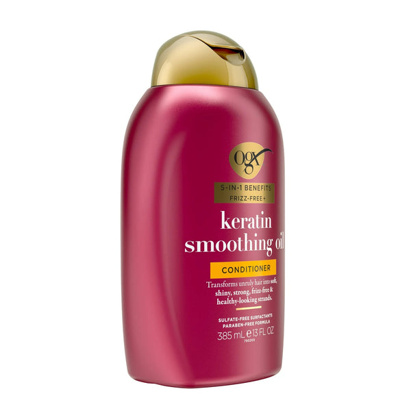 Frizz-Free + Keratin Smoothing Oil Conditioner - 1 pack - 13Fl oz per pack - plus 3 My Outlet Mall Resealable Storage Pouches