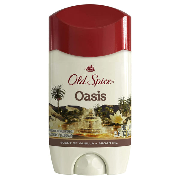 Men's Antiperspirant Deodorant, Invisible Solid Stick, Oasis with Vanilla - 1 pack - 2.6 oz per pack - plus 3 My Outlet Mall Resealable Storage Pouches