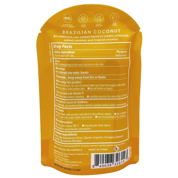 Hand Sanitizer Spray, Brazilian Coconut - 2 packs - 1fl oz per pack - plus 3 My Outlet Mall Resealable Storage Pouches