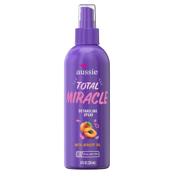 Total Miracle Hair Detangling Spray with Apricot Oil for All Hair Types - 1 pack - 8Fl oz per pack - plus 3 My Outlet Mall Resealable Storage Pouches