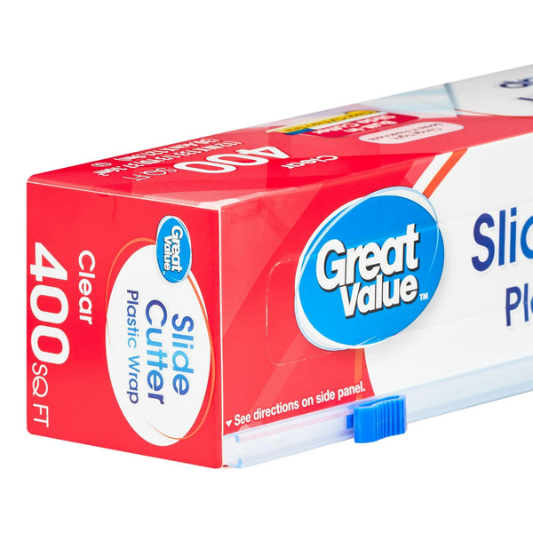 Slide Cutter Plastic Wrap - 1 pack -  400 square feet per pack - plus 3 My Outlet Mall Resealable Storage Pouches