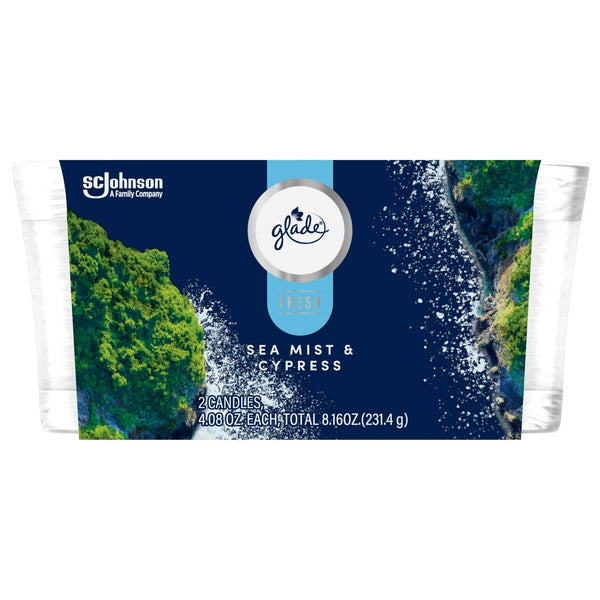 Sea Mist & Cypress, Fresh Collection Candles, 2 Candles - 1 pack - plus 3 My Outlet Mall Resealable Storage Pouches