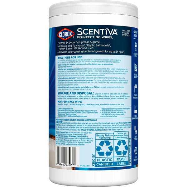 Scentiva Bleach-Free Cleaning Wipes, Coconut and Waterlily - 2 packs - 75 count per pack - plus 3 My Outlet Mall Resealable Storage Pouches
